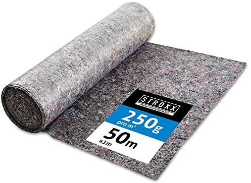 STROXX – Malervlies 1 x 50m mit 250g/m² – Abdeckvlies in Profi-Qualität mit PE Anti-Rutsch Beschichtung – extra starkes Schutzvlies – mehrfach verwendbar