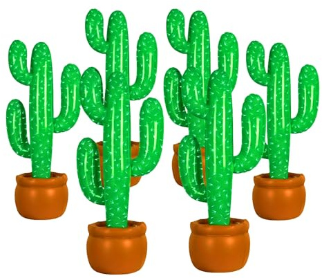 Shatchi 12 Pcs Large 86 cm Inflatable Cactus Party Decorations for Kids and Adults, Blow Up Wild West Cowboy Mexican Hawaiian Beach Fiesta Props for Fancy Dress, Themed Parties and Event Décor