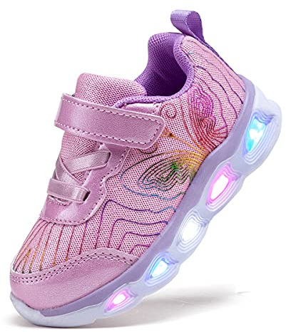 SINOSKY Toddler Girls Led Shoes Kids Light Up Sneakers (8 Toddler,Hot Pink)