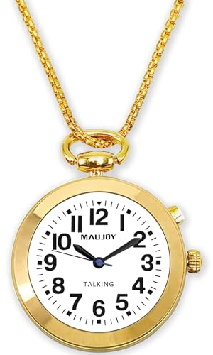 MAUJOY El Reloj Colgante Tiene transmisión de Voz en español, Hora y Fecha, y Puede configurar una función de recordatorio de Alarma, Adecuado para Personas con discapacidad Visual