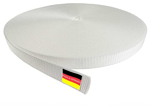 Inovatec 50 Meter Rollladengurt Maxi 22mm für Tür und Fenster Rolladen - reißfest und UV-beständig - in Grau Weiß Beige Braun Schwarz, Farbe:Weiß