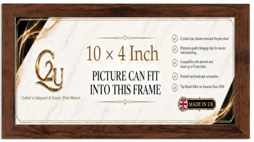 10x4 Inch Panoramic Picture Frame | Walnut Panoramic Photo & Poster Frame for Home Wall Décor, Jigsaw Puzzles & Artwork | Wall Mount & Tabletop | Portrait or Landscape.
