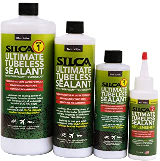 SILCA Ultimate Tubeless-Reifendichtmittel mit FIBERFOAM | Langlebiges, schnell abdichtendes Fahrradreifendichtmittel | MTB-, Straßen-| Reifendichtmittel Fahrrad (16oz Dichtmittel mit Carbon)