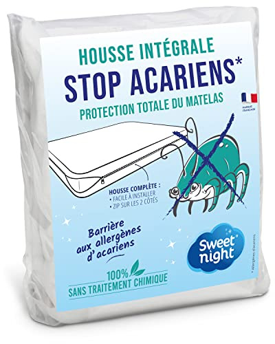 SWEET NIGHT - Housse intégrale Stop Acariens 140x190 cm | Anti-Punaise de lit | Rénove Matelas | Fermeture à glissière | sans Traitement Chimique | EP. jusqu'à 25 cm