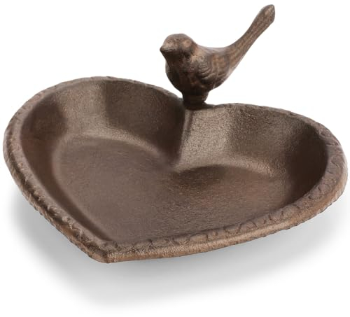 wildlife home Vogeltränke stehend I Vogelfutterspender in Herzform aus Gusseisen für Garten, Balkon I Frostsicher, Vogelfutterstation Wassertränke für Vögel, Wildvögel