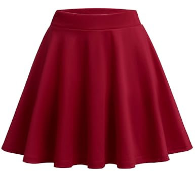 Zeagoo Damen Mädchen Hosenrock Hohe Taille Minirock Schule Tennis Rock High Waist Rock Kurz Tellerrock Weinrot S