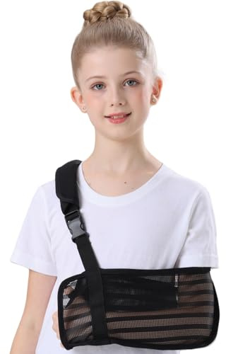 Ledhlth Breathable Mesh Kids Arm Sling for Boys & Girls(Black, Large)