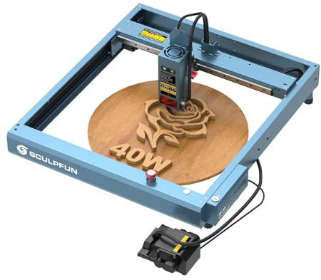 SCULPFUN SF-A9 40 W lasergravyrmaskin med luftassist, exakt positionering, högprecision skärning och gravering, 36 000 mm/min hög hastighet lasergraverare för trä, metall