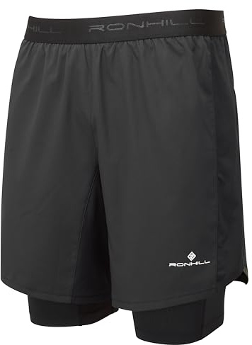 Ronhill Running, Men's Tech 7 Twin 2in1 Short, Black, XL