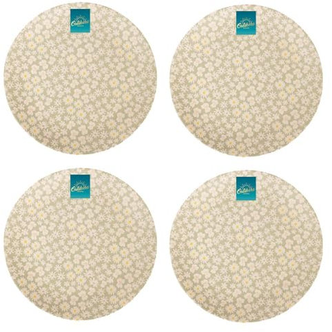 YöL Set of 4 Daisy Print Melamine Side Plates Summer Dining Outdoor Picnic BBQ Green Floral Trendy Tableware