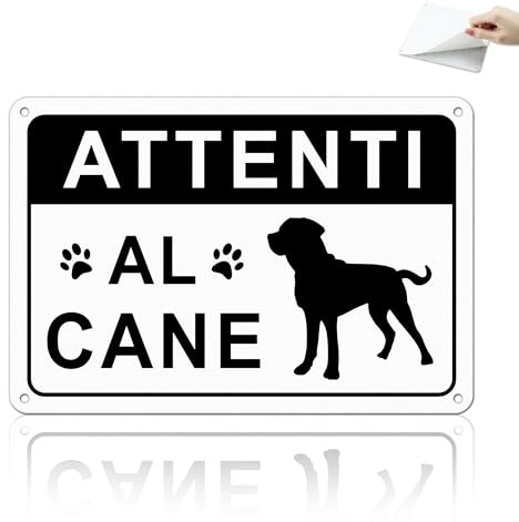 TAKULA Cartello Attenti al Cane Professionale 22x15cm - Alluminio Riflettente con Adesivo Forte - Impermeabile e Antigraffio - Ideale per Cancelli e Giardini