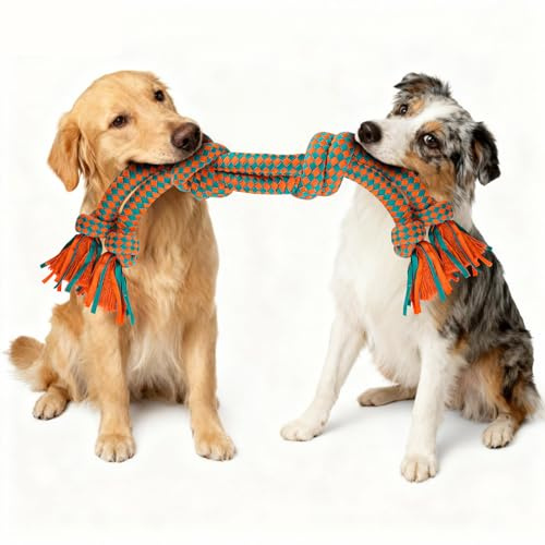 Meuuxe Interactive Dog Rope Toy for Large & Medium Dogs – Durable Tug of War Toy for Training, Boredom Relief & Teeth Cleaning, Safe Cotton Chew Toy for Daily Play (Large)