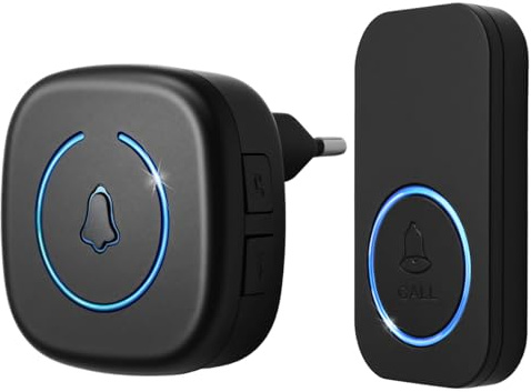 Campanello senza fili, impermeabile, 300 m, senza fili, senza fili, 5 livelli di volume (0-110 dB) e 60 melodie, indicatore LED, facile installazione per casa, ufficio, hotel, emergenza, ecc