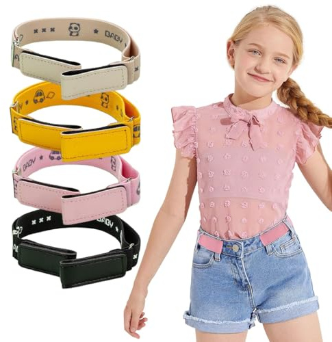 THQAE 4 pezzi Regolabile Cintura Bambina,Elegante Elastica Cinture Bambini,per Bambini e Bambine, per Jeans, Pantaloni,Vestiti