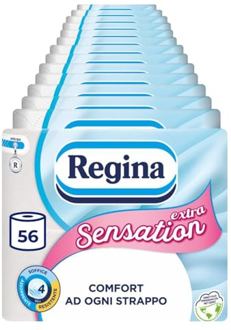 Regina Sensation Extra, 56 Rotoli di Carta Igienica a 4 Veli