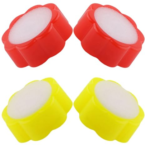 CLISPEED Humedecedor de Dedos Esponja en Forma de Flor 4 Piezas (2 Rojas 2 Amarillas) para Oficina, Humectante Rápido para Contar Dinero y Manejar Papel, Base Estable y Alta