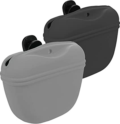 MGKSHADOW Dog Treat Pouch 2 Pack, Dog Treat Training Pouch, Silicone Pet Treat Bag BPA Free/Clip/Magnetic Dog Walk (Grey & Black)