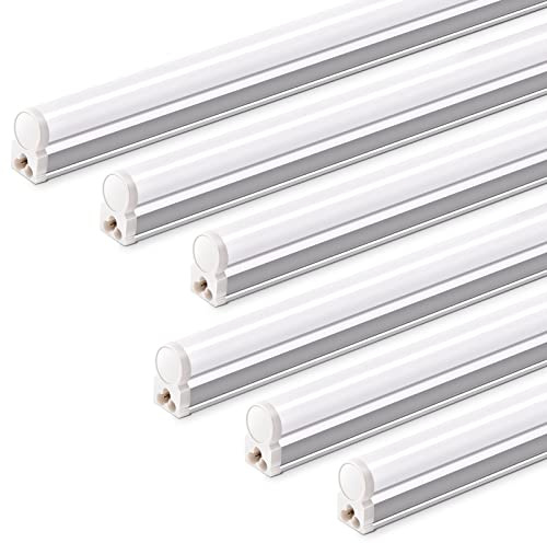 Barrina T5 4FT LED Shop Light, 2200lm,5000K Daylight White, 20W Utility Light Fixture, Ceiling and Under Cabinet Lights for Workshop Garage, Corded Electric with ON/Off Switch, 6 Pack