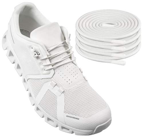 Endoto 2 Paare Schnürsenkel für ON Cloud 5 & 6 Running Schuhe, Ersatz Elastische Ohne Binden Gummi Laces Schuhbänder Shoelaces für On Laufschuhe (Weiß, 24 Zoll)
