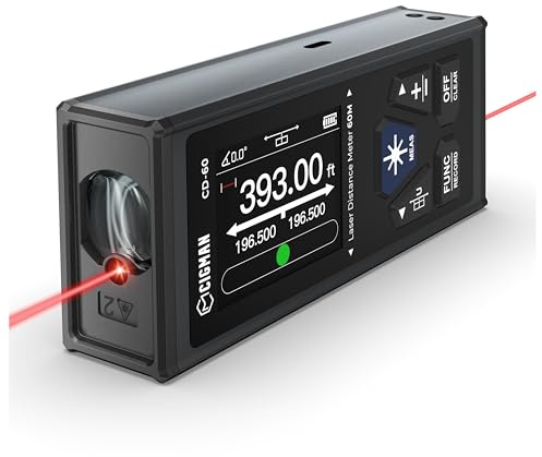 CIGMAN Dual Laser Distance Meter 393ft/120M Bilateral Laser Measurement Tool Rechargeable Laser Measure with M/in/Ft Multiple Units Multifunctional Laser Measure(Laser Level is Class II,Output<1mW)