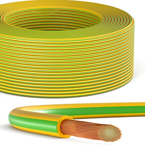 hb-digital 10m Erdungskabel 16mm² H07V-K – flexible Kupfer Litze Einzelader PV Erdungsleitung für Solar Photovoltaik Energie Elektro feindrahtige Aderleitung 1x16mm² PVC - Grün-Gelbe