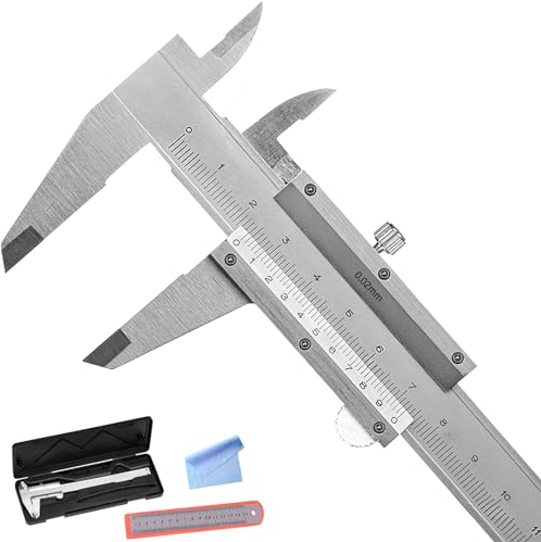 HATANSE Calibrador Analogico 150mm Pie de Rey Digital Vernier Caliper de Precision con Regla de Acero y Paño de Limpieza para Mediciones Externas, Internas, de Profundidad y de Paso