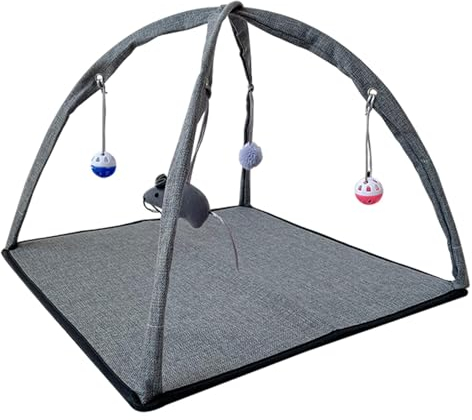 LOVIVER Katzenzelt, Katzenaktivitätszentrum, abnehmbar, Stay Active, waschbar, Katzenspielzeug, Haustiermatte, Haustierspielbett, Spielzeug für kleine Hunde, GRAU