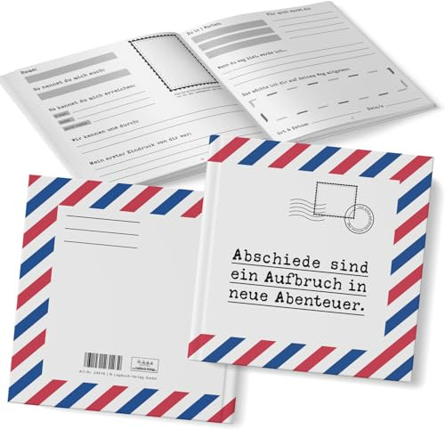 Logbuch-Verlag avskedspresent för kollegor och vänner avskedsbok att fylla i present till jobbyte resa pensionering 21 x 21 cm