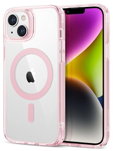 ESR für iPhone 13 Hülle und iPhone 14 Hülle, kompatibel mit MagSafe, Classic Hybrid Magnet handyhülle mit HaloLock, Militärnorm Sturzschutz Case, Kratzfeste Rückseite, Klar Rosa