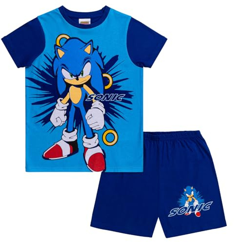 SONIC THE HEDGEHOG Boys Pyjamas Short PJs Set, Gaming Nightwear for Boys, Official Sonic Merchandise 9-10 Years Blue