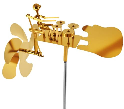 Moulin à vent de percussion fait main - En métal - Petit batteur - Sculpture de jardin - Pour terrasse et extérieur - Décoration