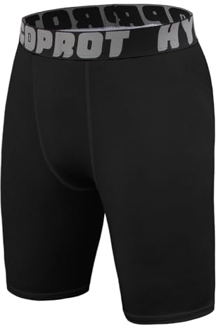HYCOPROT Youth Boys' Compression Shorts Breathable Performance Kids Leggings Athletic Base Layers Childrens Sports Underwear for Basketball Football Black