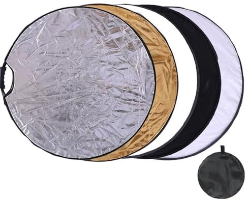 AMENGJ Rifletto di Luce per Fotografia Riflettore di Luce 60/80CM con impugnature Diffusore Fotografico 5 in 1 Maniglia Pieghevole Portatile(60CM)