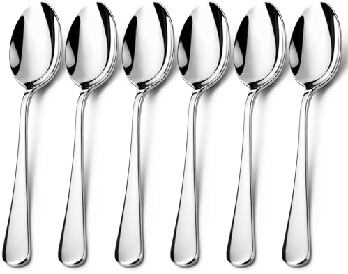 lulir Cucchiai da Tavola - 6 Pezzi Posate Acciaio Inox Grandi da 20 cm, cucchiaini con Finitura Lucida, Facili da Pulire, Perfetti per Casa, Ristorante e Hotel