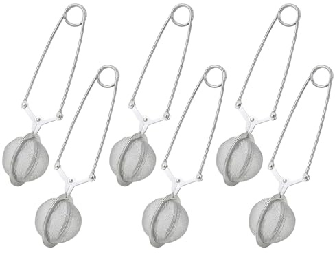 Abiyou Tea Infusore Acciaio Inox Infusore Tè Filtro, 6 Pezzi Infusore Tè, Pinze per il Tè, Pinze Filtro Te, Pinze da Tè in Acciaio Inox,Infusore per Tisane in Acciaio Inossidabile,Colino Tisane,per Tè