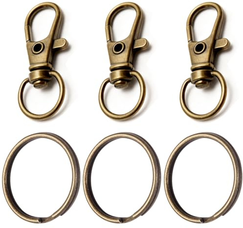 80 Bronzo Moschettone Portachiavi girevole cordino Snap Hook con portachiavi,Moschettoni Piccoli Multiuso Anelli 40Portachiavi e 40Moschettone Girevole Ganci per Bigiotteria cordino anelli Craf