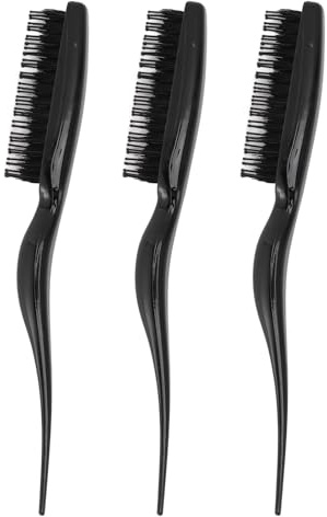 Set di 3 spazzole per cotonare i capelli con manico ergonomico, portatili, a coda di topo, ideali per casa e viaggi. (Nera)