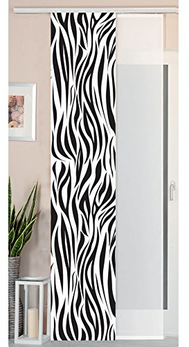 Gardinlåda skägggardiner ytförhäng natursilke optik och voile panel, polyester, zebrra, 245 x 45 cm, 2 enheter