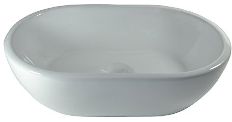 Lavabo de cerámica, color blanco, ovalado, pequeño, 45 x 29,5 x 12 cm