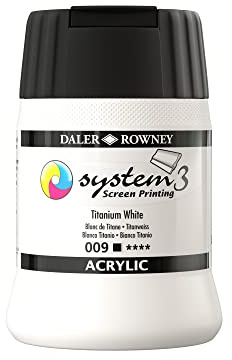 Daler-Rowney System3 Acrylic Screen Printing Ink, Plastic Pot, 8.45oz - 250 ml, Titanium White