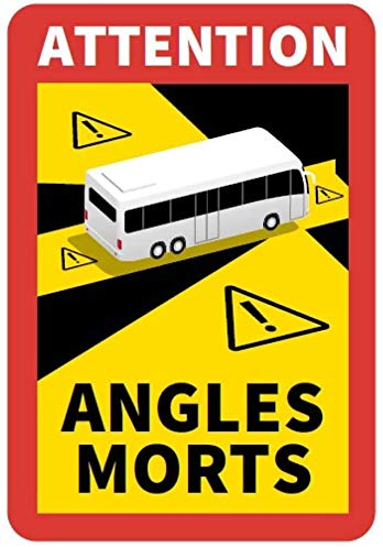 STROBO - 24 adesivi con la scritta in francese “Angle Morts”, da posizionare negli angoli ciechi, per autobus, segnali di avviso con protezione UV, adatti per esterni, dimensioni: 25 x 17 cm