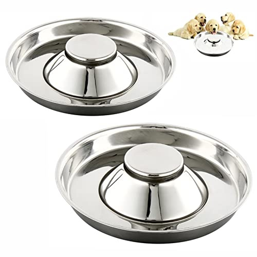 SUOXU Lot de 2 gamelles à Alimentation Lente en Acier Inoxydable pour Chien, Bol de sevrage pour Chiot Peut être utilisé pour Plusieurs Chiots pour Manger de l'eau et des gamelles pour Chiot (30 cm)