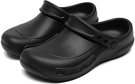 JSWEI Men Garden Clogs Lightweight Comfortable Slip-on Mules for Indoor and Outdoor Black 7 UK