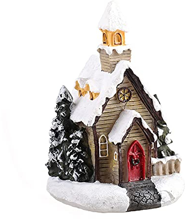 Christmas Village Houses Decorations LED Lights, Christmas Village Ornaments, Christmas LED Snow House Village Scene Xmas Ornament DIY Landscape Decor