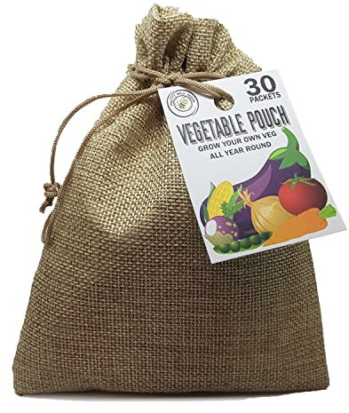 Vegetable Seed Pouch with 30 Packets of Fresh New Seeds for Gardening, Grow Your Own Veg Garden All Year Round with This Bumper Variety Collection