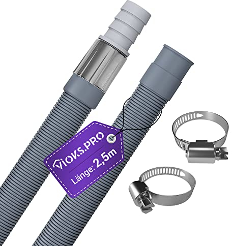 Viоks.pro Waschmaschine Ablaufschlauch Verlängerung 2,5m 19-22mmØ - Abwasserschlauch Waschmaschine Verlängerungsschlauch Temperaturbeständig von -20° bis +90° C für Waschmaschine Geschirrspüler