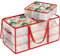 SONGMICS Aufbewahrungsbox für Weihnachtskugeln, Weihnachtskugeln Aufbewahrung, 54 Fächer je 10,2 cm, aus Kunststoff, Deckel, 2 Reißverschlüsse, 6 Tabletts, seitliche Griffe, kirschrot RFB030T01