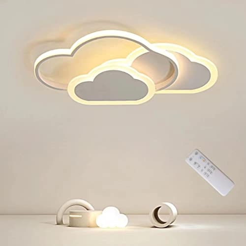 Lampara LED Techo - 32W Lampara Techo Infantil, Lampara Techo Dormitorio Nube Creativa 3000K-6000K Regulable con Control Remoto, Plafón LED Techo de 42CM para Cuarto de Niños Dormitorio Sala de Estar