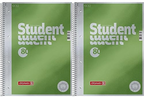 Brunnen 1067140 Notizblock/Collegeblock Student Premium (Veredeltes DeckBlatt mit Metallic-Effekt, A4, unliniert/blanko, 90 g/m², 80 Blatt) (Packung mit 2)