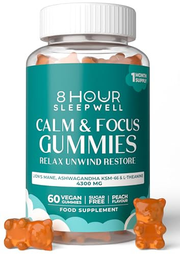 Lions Mane Supplement & Mushroom Gummies – High Strength 4300mg with Ashwagandha KSM-66, Zinc, B6 & B12 – 60 Vegan Sugar-Free Gummies for Calm, Focus, Mental Performance & Nervous System Support